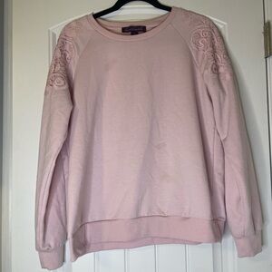 Gloria Vanderbilt Pink Lace Shoulder Sweatshirt M